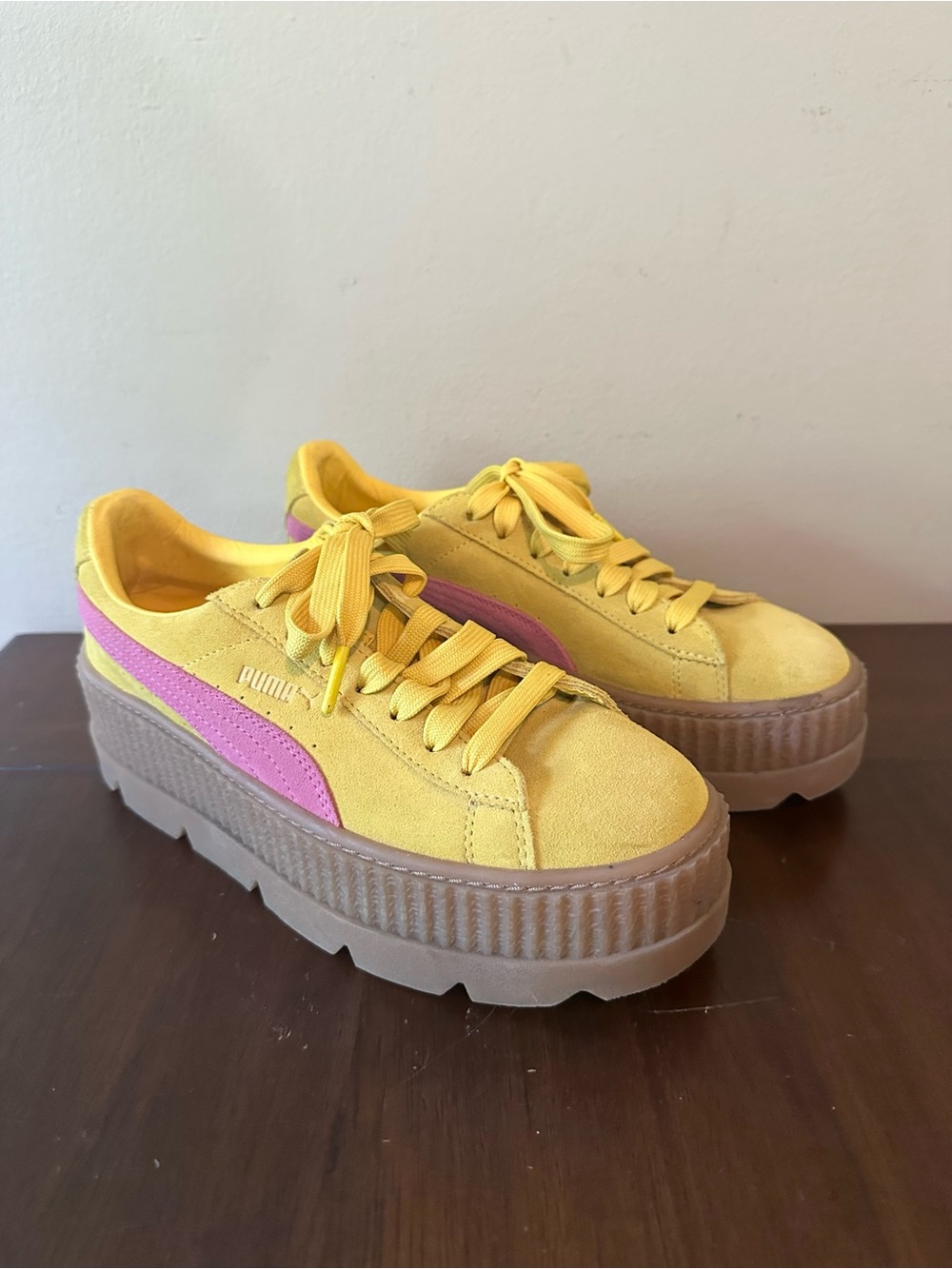 Puma Yellow and Pink Platform Sneakers